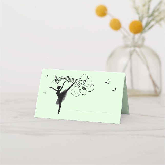 Tarjeta De Asiento Ballerina bailando con área de música con nombre (Anverso)