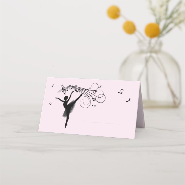 Tarjeta De Asiento Ballerina bailando con área de música con nombre (Anverso)