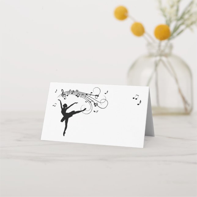 Tarjeta De Asiento Ballerina Dancing with Music Notes (Anverso)