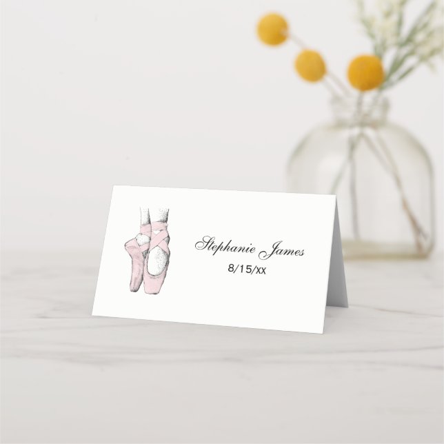 Tarjeta De Asiento Ballerina pies en Pointe #1 Lt Pink (Anverso)