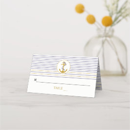 Tarjeta De Asiento Bandas de anclaje de oro boda náutico escolta pleg