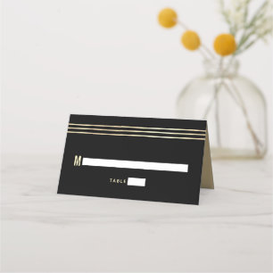 Tarjeta De Asiento Bar Mitzvah Relieve metalizado dorado negro Tallit