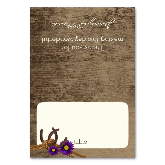 Tarjeta de asiento Barn Wood and Horseshoes (Anverso)