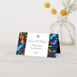 Tarjeta De Asiento Bat Mitzvah, bandeja colorida de pintura, Personal