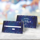 Tarjeta De Asiento Bat Mitzvah Marina Aquarela Brillo Plateado Escrit<br><div class="desc">Ninguna fiesta de Bat Mitzvah está completa sin tarjetas de lugar personalizadas. Deja que tu Bat Mitzvah favorita se sienta orgullosa, se alegre y celebre su hito en su fiesta perfectamente coordinada. Una tipografía negrita sans serif y pequeños puntos brillantes de purpurina plateada falsa se superponen sobre un fondo dramático...</div>