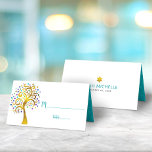 Tarjeta De Asiento Bat Mitzvah Oro moderno y árbol de Relieve metaliz<br><div class="desc">Ningún fiesta de Bat Mitzvah está completo sin tarjetas de lugar personalizadas. Que tu favorita Bat Mitzvah esté orgullosa, se regocije y celebre su hito en su fiesta perfectamente coordinada. Este sofisticado, moda, impresionante y gráfico árbol de Relieve metalizado dorado falso con brillante color morado, turquesa, verde azulado y azul...</div>