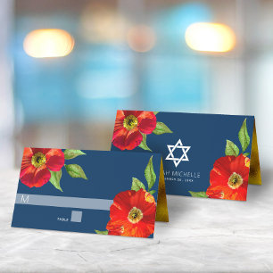 Tarjeta De Asiento Batalla de acuarela floral de la marina Mitzvah Ne