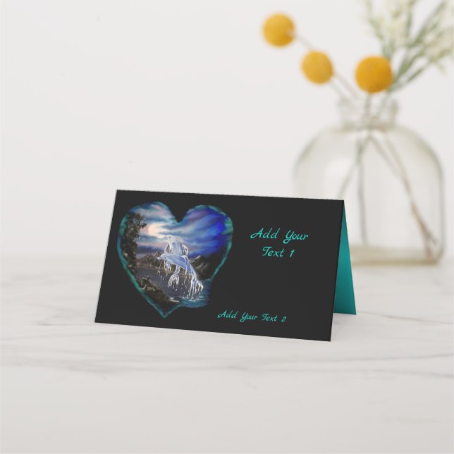 Tarjeta De Asiento Bay at Night , Dolphin Love Place Card (Anverso)
