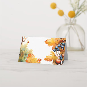 Tarjeta De Asiento Bayas y hojas de otoño