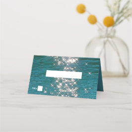 Tarjeta De Asiento Beach Sea Water Sparkles Boda Place Card