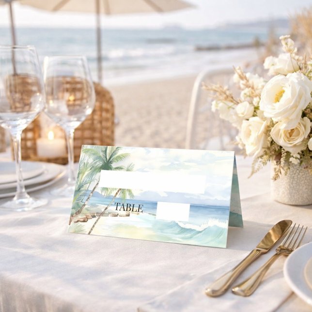 Tarjeta De Asiento Beach tropical palm trees Place Card (Subido por el creador)
