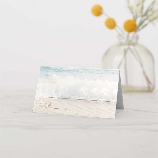 Tarjeta De Asiento Beach Wedding Seaside Wedding Place Card (Anverso)