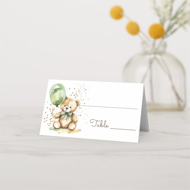 Tarjeta De Asiento Bearly wait tededed green baby ducha (Anverso)