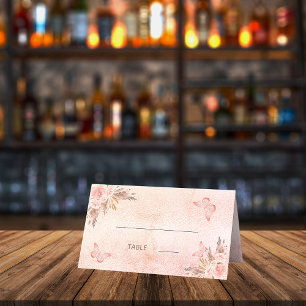 Tarjeta De Asiento Bebé ducha pampas pasto mariposas rosadas
