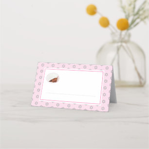 Tarjeta De Asiento Bebé judío Naming Simchat Bat Photo Pink