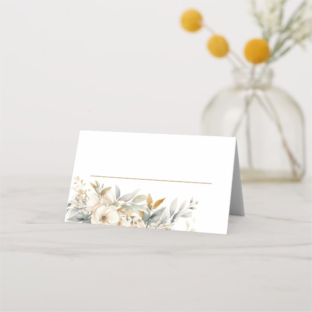 Tarjeta De Asiento Bebé Neutral En Baby Shower Floral En Bloom (Anverso)