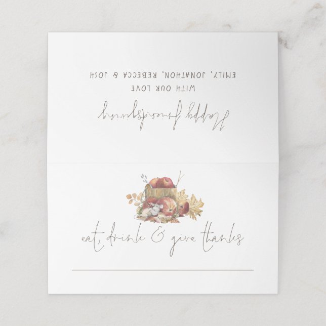 Tarjeta De Asiento Beber de ratón Dar nombres Felices Amistades (Exterior desplegado)