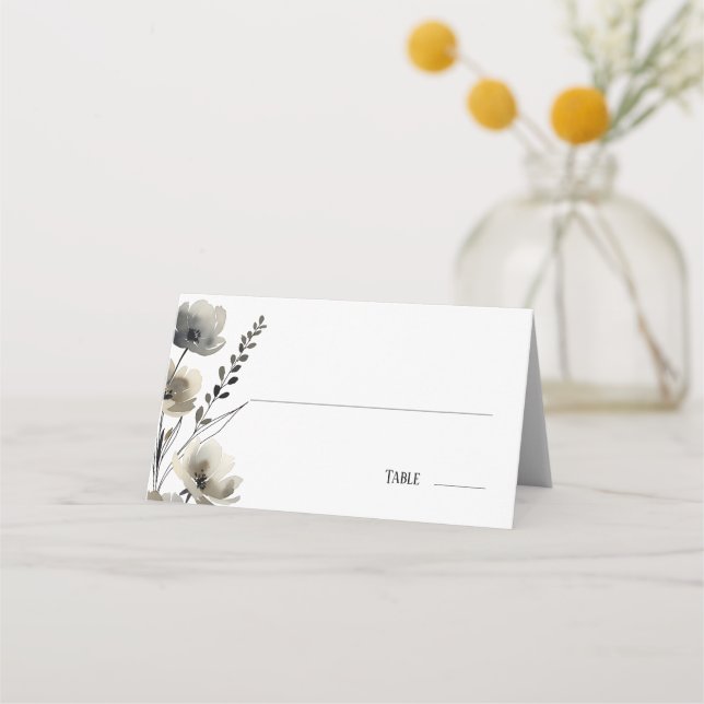 Tarjeta De Asiento Beige Neutral Floral Wedding (Anverso)