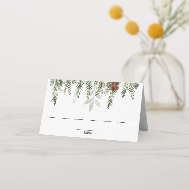 Tarjeta De Asiento Bellotas de árboles de pino rústicos invierno Navi (Anverso)