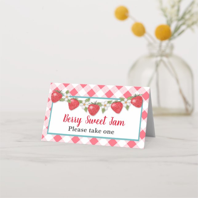 Tarjeta De Asiento Berry Sweet Strawberry Food Tent Card (Anverso)