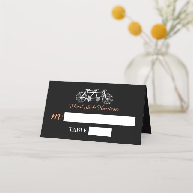 Tarjeta De Asiento Bicicleta Tandem En El Boda Chalkboard (Anverso)