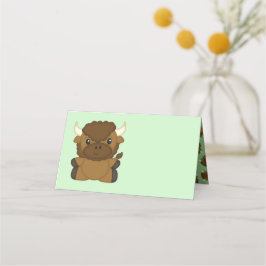 Tarjeta De Asiento Bison Buffalo Baby Shower Green