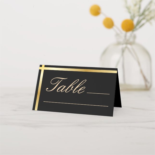 Tarjeta De Asiento Black and Golden Stripe Modern Boda (Anverso)