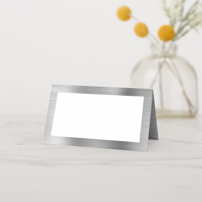 Tarjeta De Asiento Blanco Plateado y Falso Foil (Anverso)