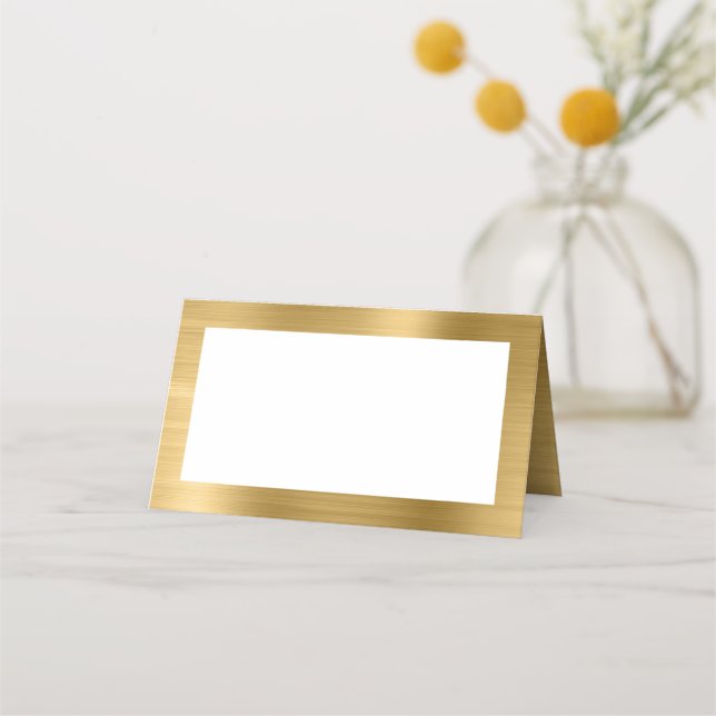 Tarjeta De Asiento Blanco y dorado falso foil (Anverso)