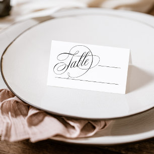 Tarjeta De Asiento Blanco y negro   Boda clásico de elegancia italian