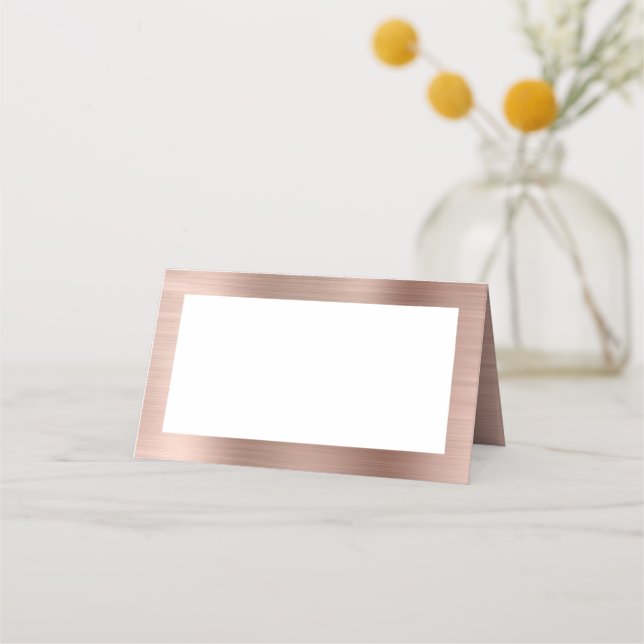 Tarjeta De Asiento Blanco y Rosa Dorado Falso Foil (Anverso)