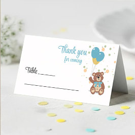 Tarjeta De Asiento Blue Baby Boy Teddy Bear Baby Shower Guest Name
