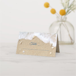 Tarjeta De Asiento Blue Beach Waves Bat Mitzvah Folded