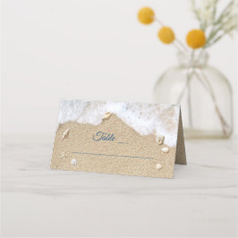 Tarjeta De Asiento Blue Beach Waves Sandy Toes Salty Kisses Doblados