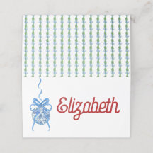 Blue Chinoserie Ornament Doble Place Card