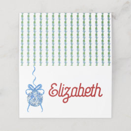 Tarjeta De Asiento Blue Chinoserie Ornament Doble Place Card