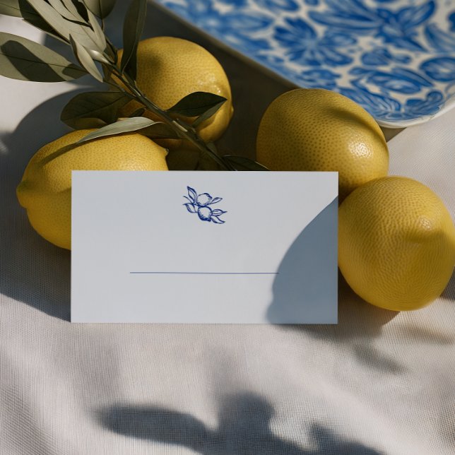 Tarjeta De Asiento Blue Doodle Lemons Wedding (Subido por el creador)