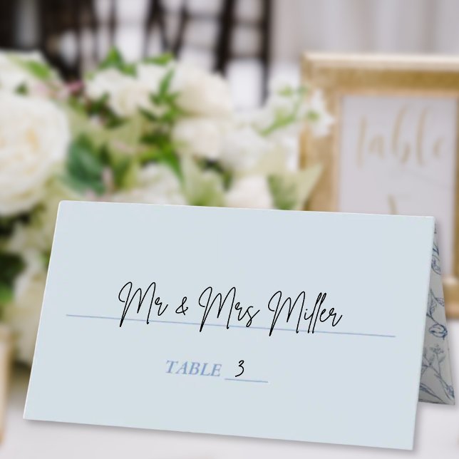 Tarjeta De Asiento Blue French Floral Modern Bat Mitzvah Place Card (Blue French Floral Modern Bat Mitzvah Place Card
)