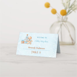 Tarjeta De Asiento Blue Gingerbread Boy Navidades Baby Shower Tent