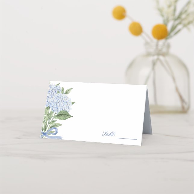 Tarjeta De Asiento Blue Hydrangea Classic Wedding  (Anverso)
