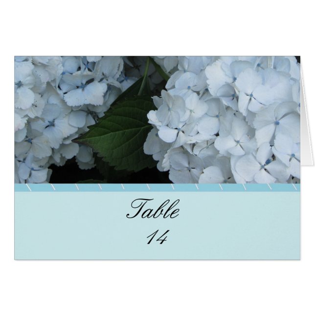 Tarjeta de asiento Blue Hydrangea Table (Anverso (Horizontal))
