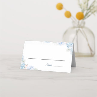 Tarjeta De Asiento Blue Hydrangea Watercolor Floral Place Card