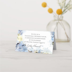 Tarjeta De Asiento Blue Hydrangeas Boda de acuarela Favoritos de cari