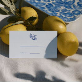 Tarjeta De Asiento Blue Lemons Doodle Wedding Escort Cards