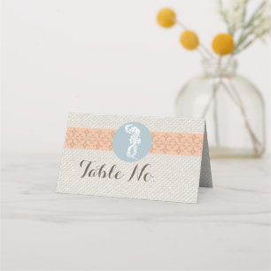 Tarjeta De Asiento Blue Seahorse Blue Classic Nautical Elegant