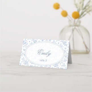 Tarjeta De Asiento Blue & White Vintage Floral Wedding place card