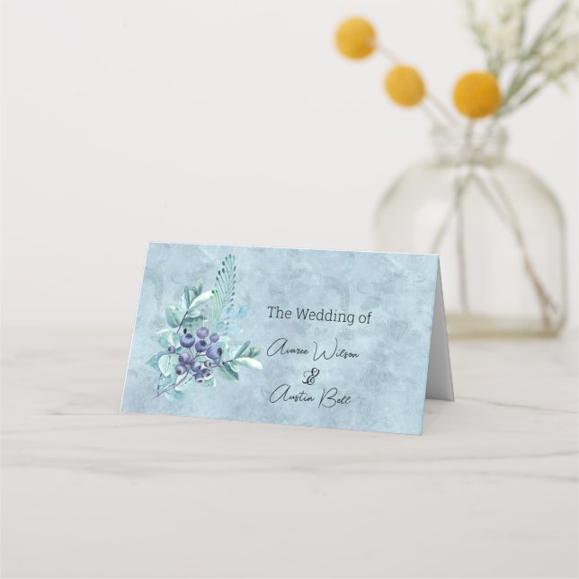 Tarjeta De Asiento Blueberries Name Place Card (Anverso)