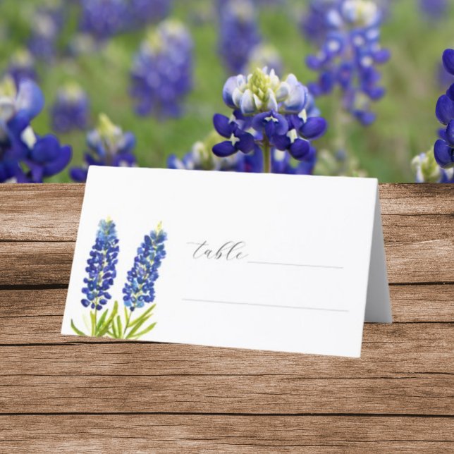 Tarjeta De Asiento Bluebonnets Watercolor Texas Flower Flour Boda (Subido por el creador)