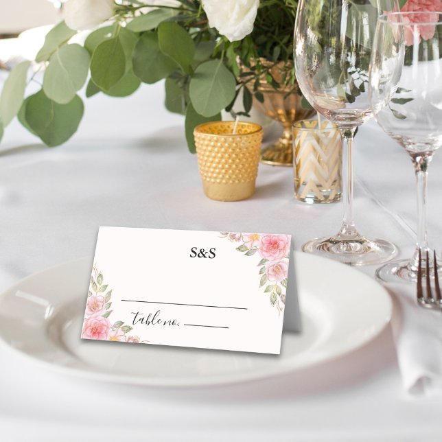 Tarjeta De Asiento Blush Florals and Gold Wedding Party  (Subido por el creador)