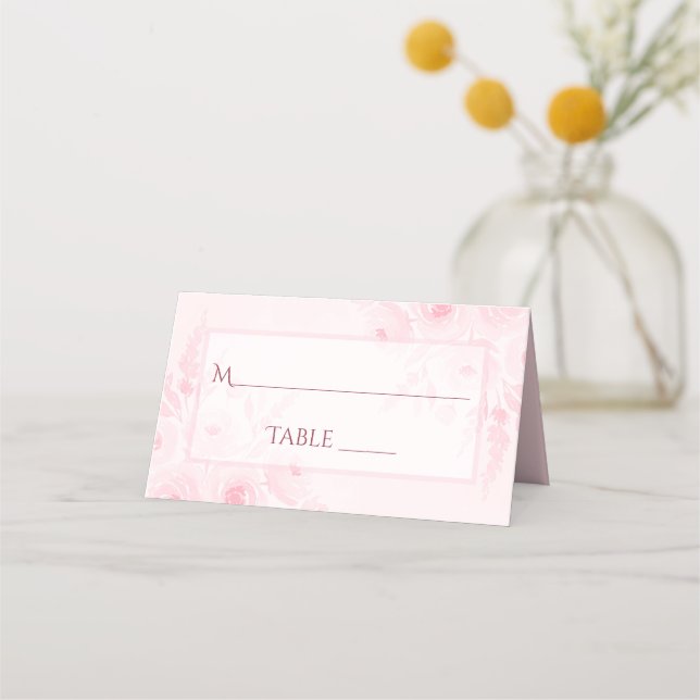 Tarjeta De Asiento Blush Pink Boho Floral Elegant Wedding Write-In (Anverso)